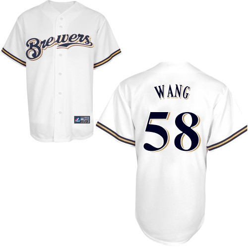 Wei-Chung Wang #58 Youth Baseball Jersey-Milwaukee Brewers Authentic Home White Cool Base MLB Jersey